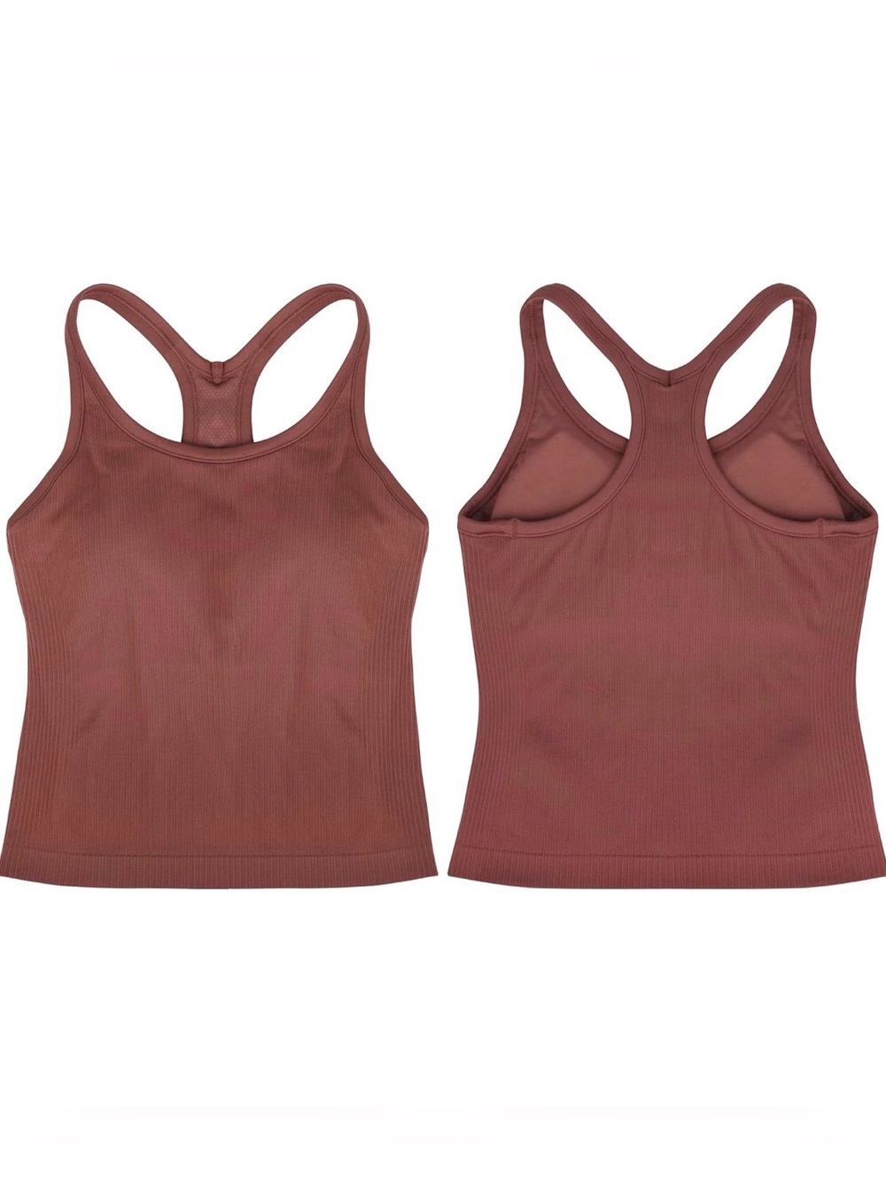 Ribbed slim fit workout crop top with Built in Bra. Size 8. "Red wine" color.